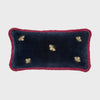 Joanna Buchanan Embroidered bee fringe pillow, navy cotton velvet