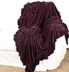 Linen Salvage Luxe Isabella Tatter Velvet Ruffle Throw - Aubergine