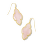 Kendra Scott Abbie Gold Drop Earrings in Rose Quartz