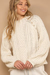 POL Clothing Aran Weave Patterns Throughout, Pullover Sweater