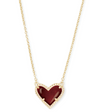 Kendra Scott Ari Heart Gold Pendant Necklace in Maron Jade