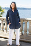 Christina Button Up Tunic in Navy