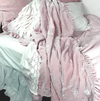 Linen Salvage Luxe Colette Petite Ruffle Throw in Rose