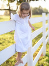 Rose White Cotton Dress, Embroidered