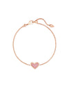 Kendra Scott Ari Heart Rose Gold Chain Bracelet in Light Pink Drusy