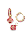 Kendra Scott Dira Convertible Gold Crystal Huggie Earrings in Pink Mix