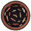 River Fish Round Hooked Wool Rug