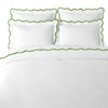 Laura Parks Scalloped Duvet Cover, Green/White