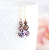 Pendientes joya de cristal violeta