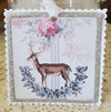 Christmas Deer n Roses Glitter Gift Tag Ornament Keepsake