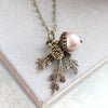 Almond Blush Pearl Acorn Necklace - Lavender Fields