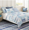 Pine Cone Hill Block Print Patchwork Blue Coverlet