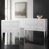 Modern History Milan Bedside-White Linen with Grey Accent