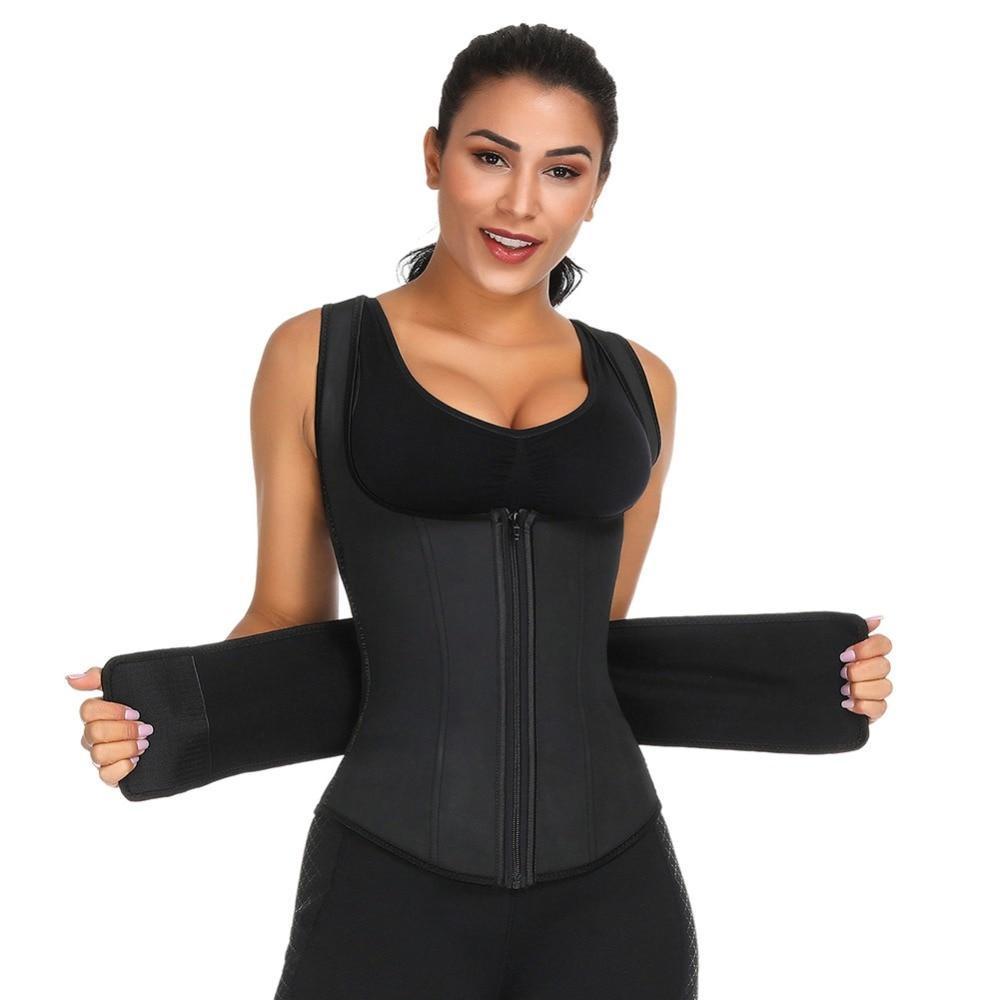  Fitever Women's Sauna Suit Waist Trimmer Polymer Sauna Belt  Sweat Enhancing Body Shaper for Slimming Waist Trianer Workout Shapewear,Black,S  : Sports & Outdoors