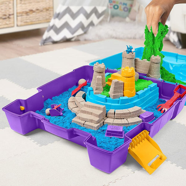 Kinetic Sand, Construction Site Folding Sandbox Playset with Vehicle a –  Toys4me