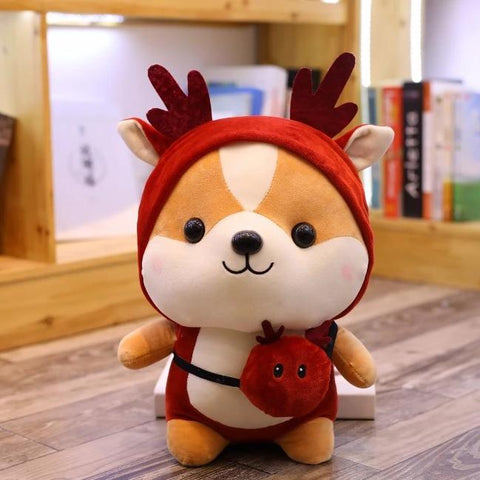 silly shiba squad plush toy in red