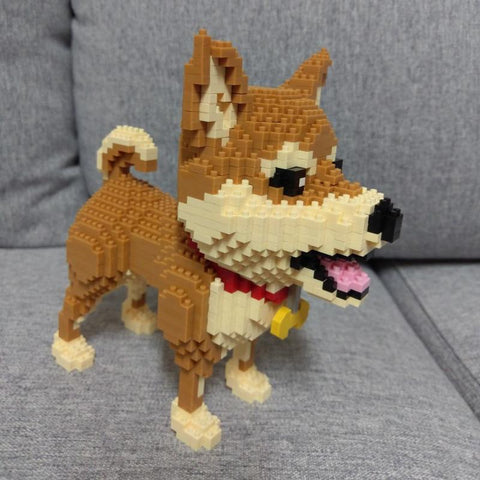 Shiba inu block toy from a side angle