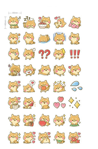 Set of stickers in the shape of shibas