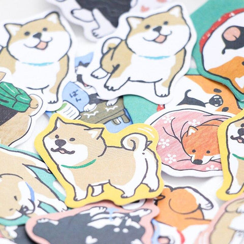 Set of stickers in the shape of shiba inus