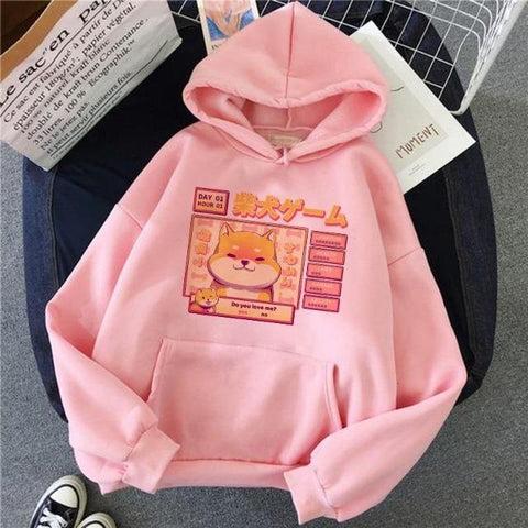 pink shiba inu hoodie like sweater shirt