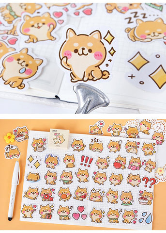 shiba on a piece of paper stickers