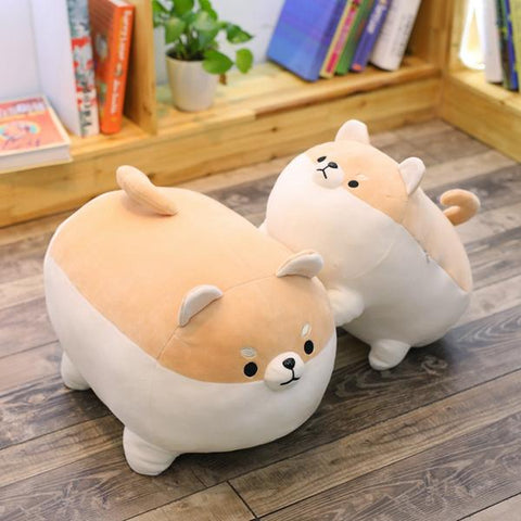 two dog plush pillows being angry, uptight and resentful simply for being chonky angry shibes