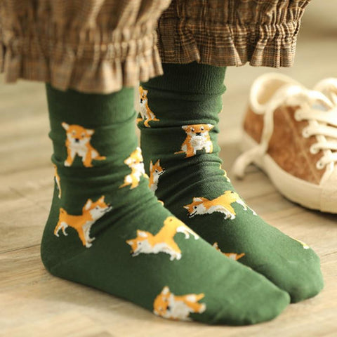 shiba inu socks with shiba pattern