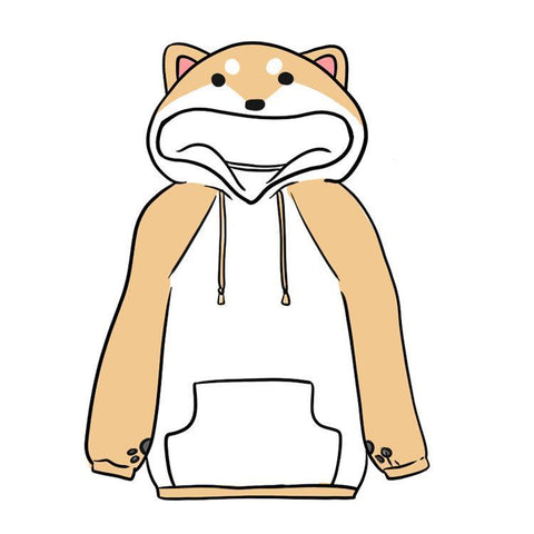 a cartoon of a person wearing a shiba jumper like hoodie