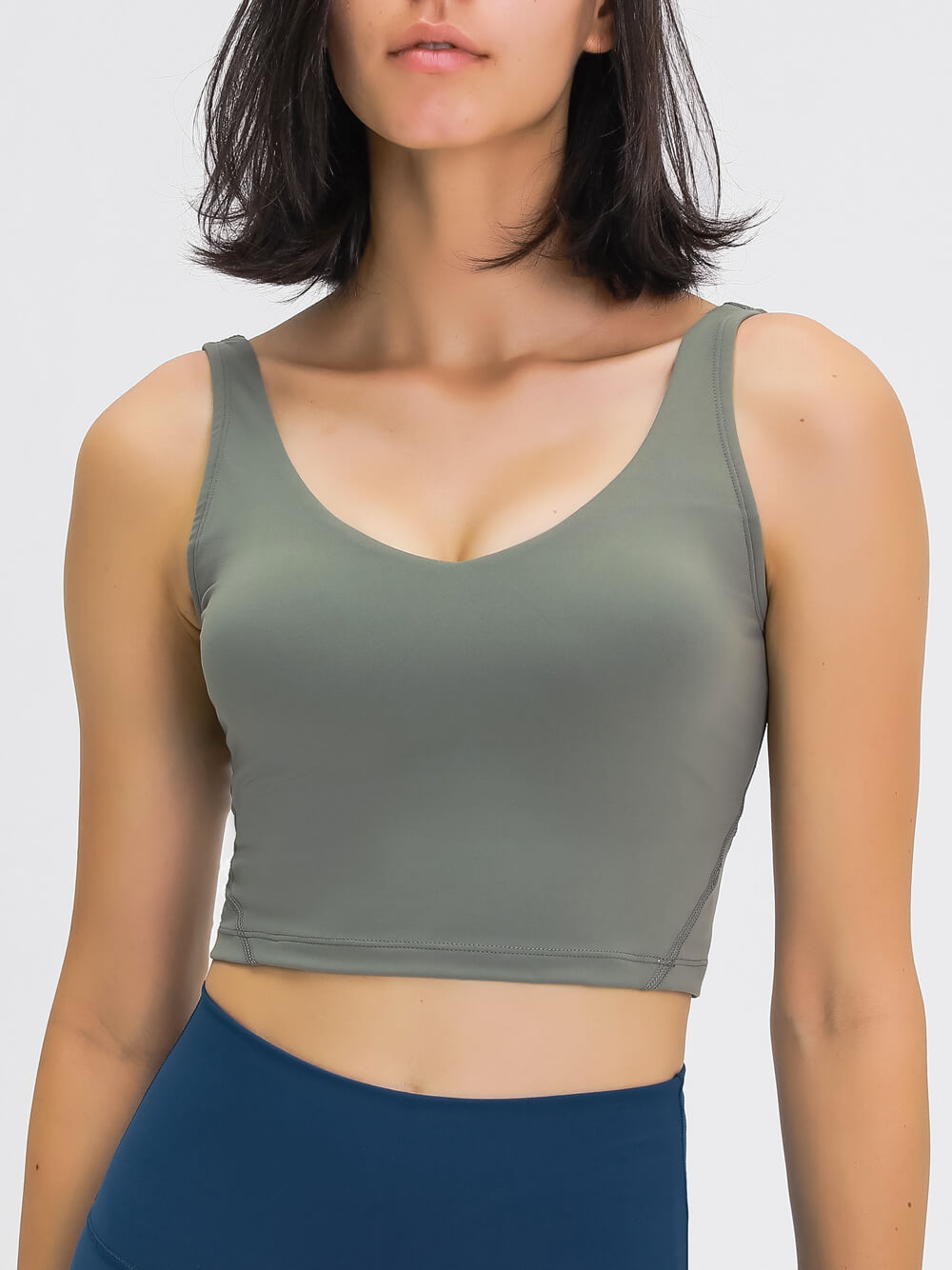  MIER Longline Sports Bra Women Padded Crop Tank Tops Built in  Bra Workout Athletic Yoga Gym Brown Green, XS : Clothing, Shoes & Jewelry