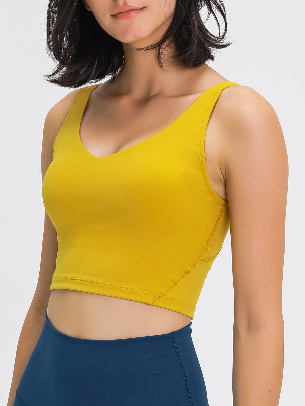 Buy CtopoGo Women's Sports Bra Sunny Yellow Half Sleeve Tank Top