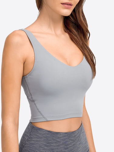 Nepoagym PASSION New Color Women Long Crop Tank Top with Built in Bra V  Neck strapless bra push up Brushed Sports Bra Running – Nepoagym Official  Store
