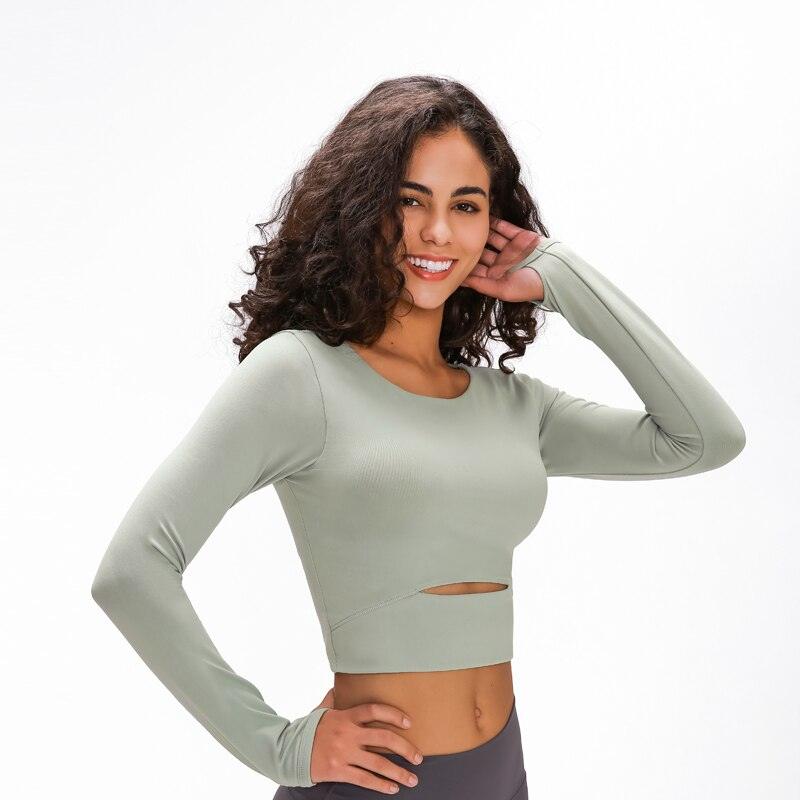 Nepoagym WIND Women Long Sleeve Cropped Top with Padded Bra – Nepoagym ...