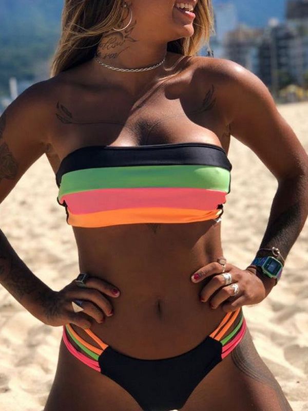 colorful striped swimsuit