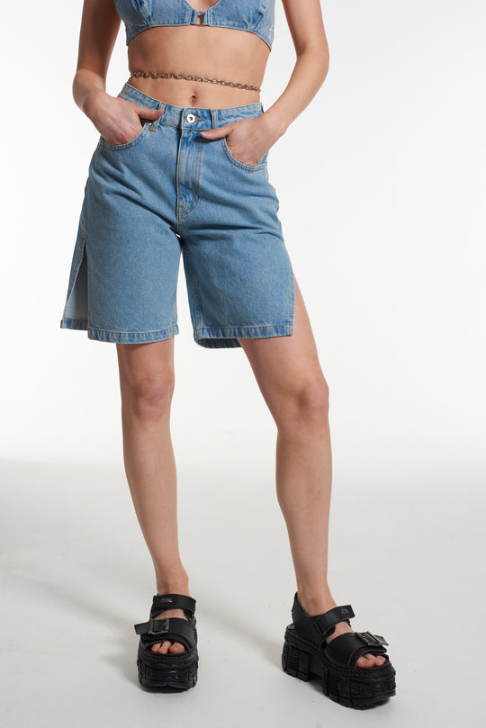 Ragged Black Dungaree Shorts