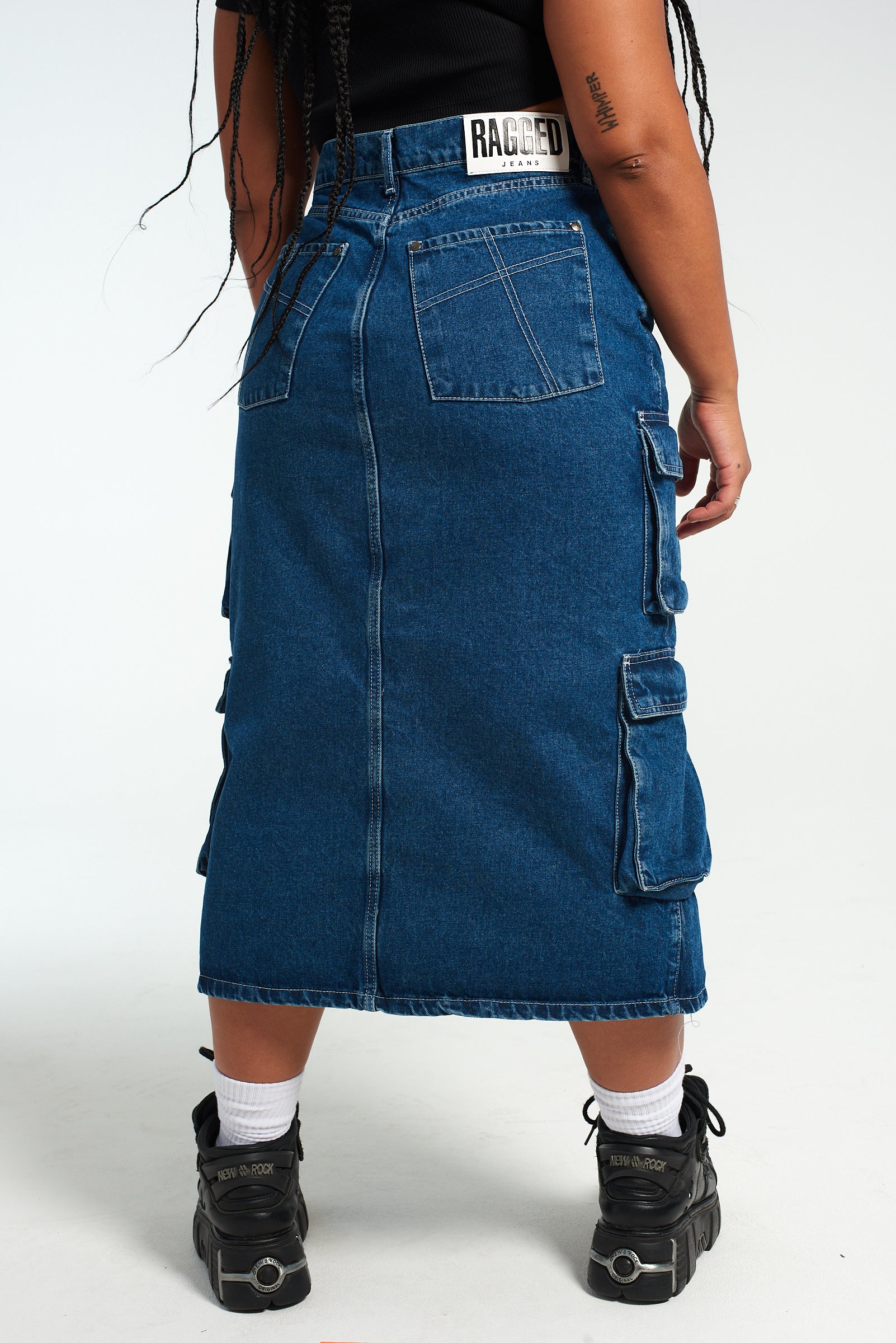 ロングスカート定価以下 新品 RAGGED DENIM SKIRT Mサイズ - 4kbm.com