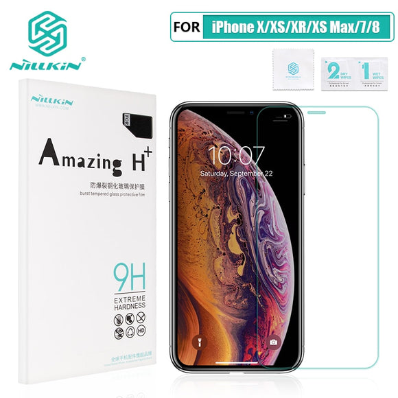 For iPhone X/XS/XR/XS Max/8 Plus Glass Screen Protector NILLKIN Amazing H/H+/H+PRO 9H 2.5D Arc 0.3mm Tempered Glass Protector