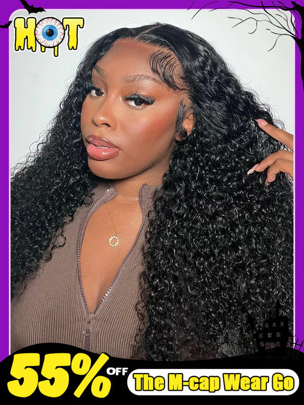 kinky curly m-cap wear and go wig