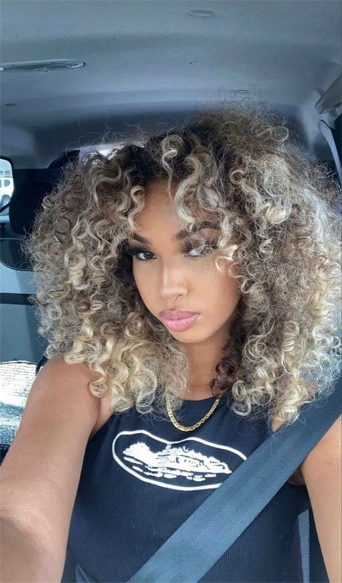 layer blonde curly hair