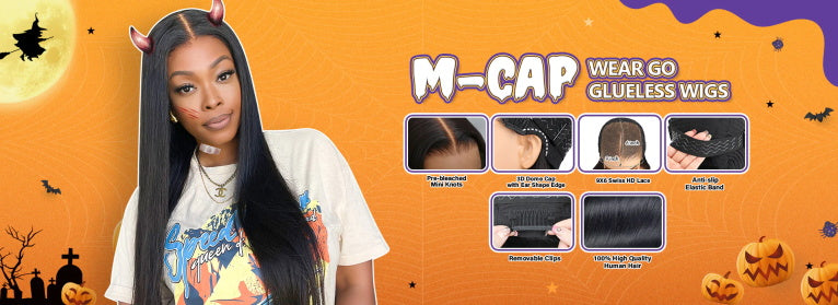 m-cap glueless wigs for halloween