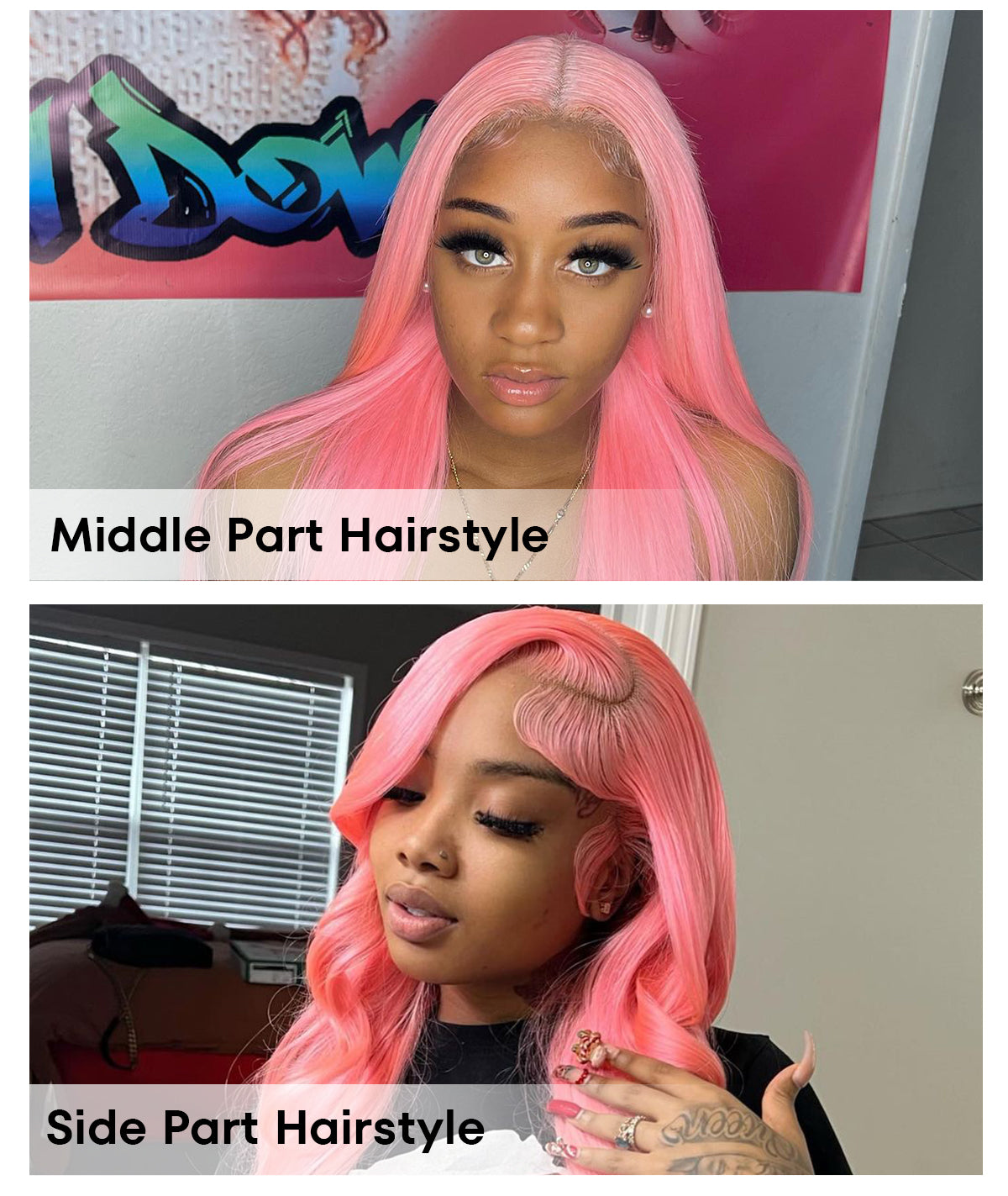 Ash Pink Straight Wigs
