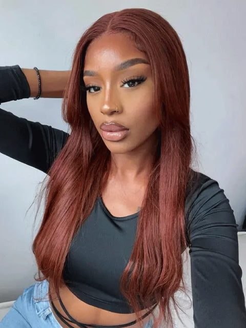 reddish brown straight wig