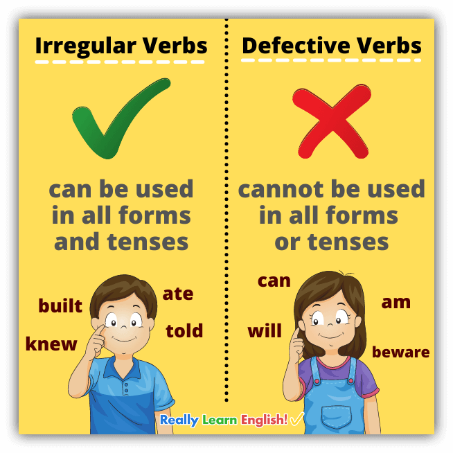 Defective Verbs vs Irregular Verbs