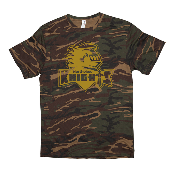 EdgyHaute Covington Community HS Trojans - Camo Spirit Game - Short-sleeved Camouflage T-Shirt Camouflage Green / Extra Large (XL)