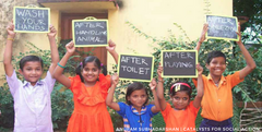 Children displaying signs of best times to wash hands to prevent illness