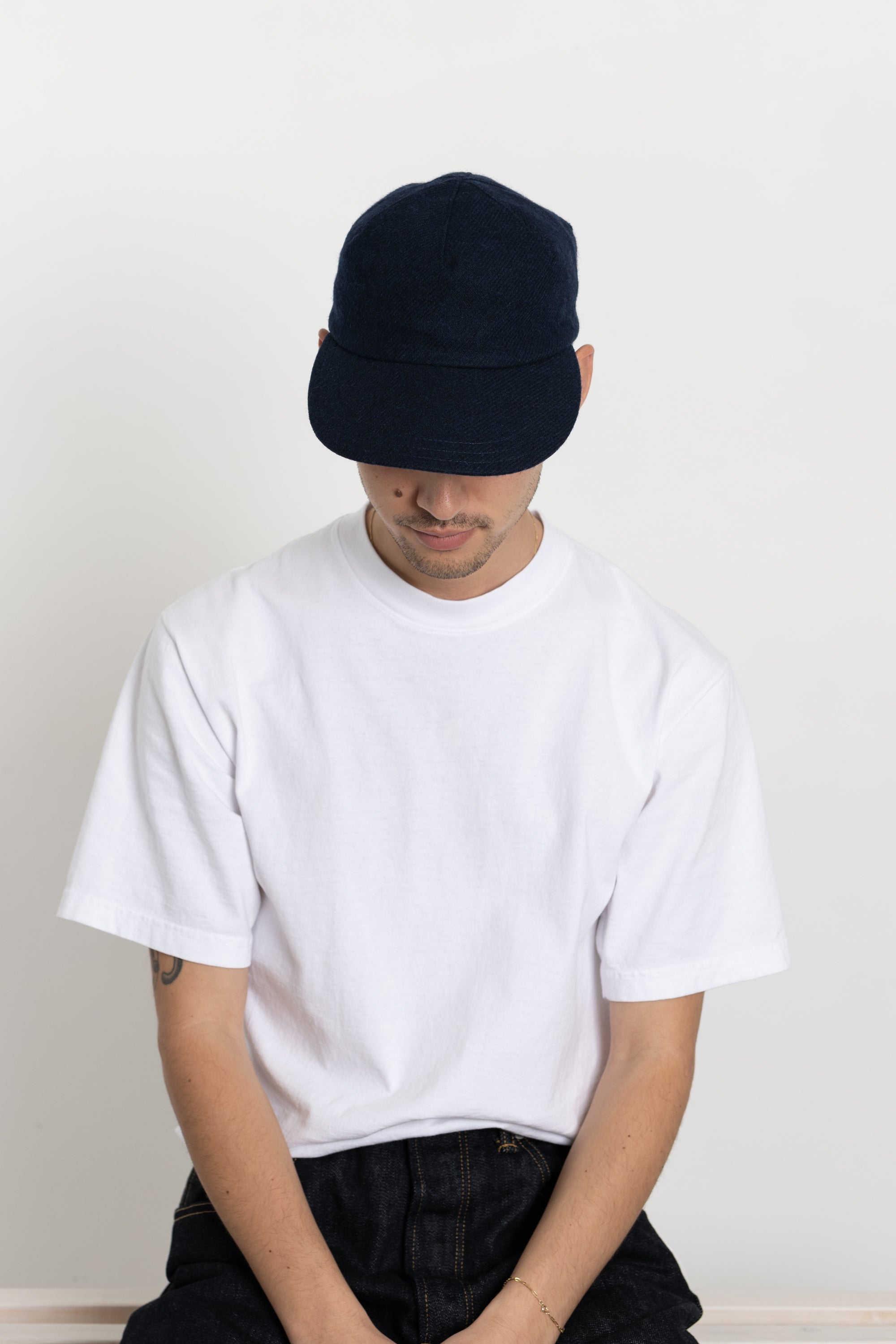 1 Panel Cap Mélange Wool Navy