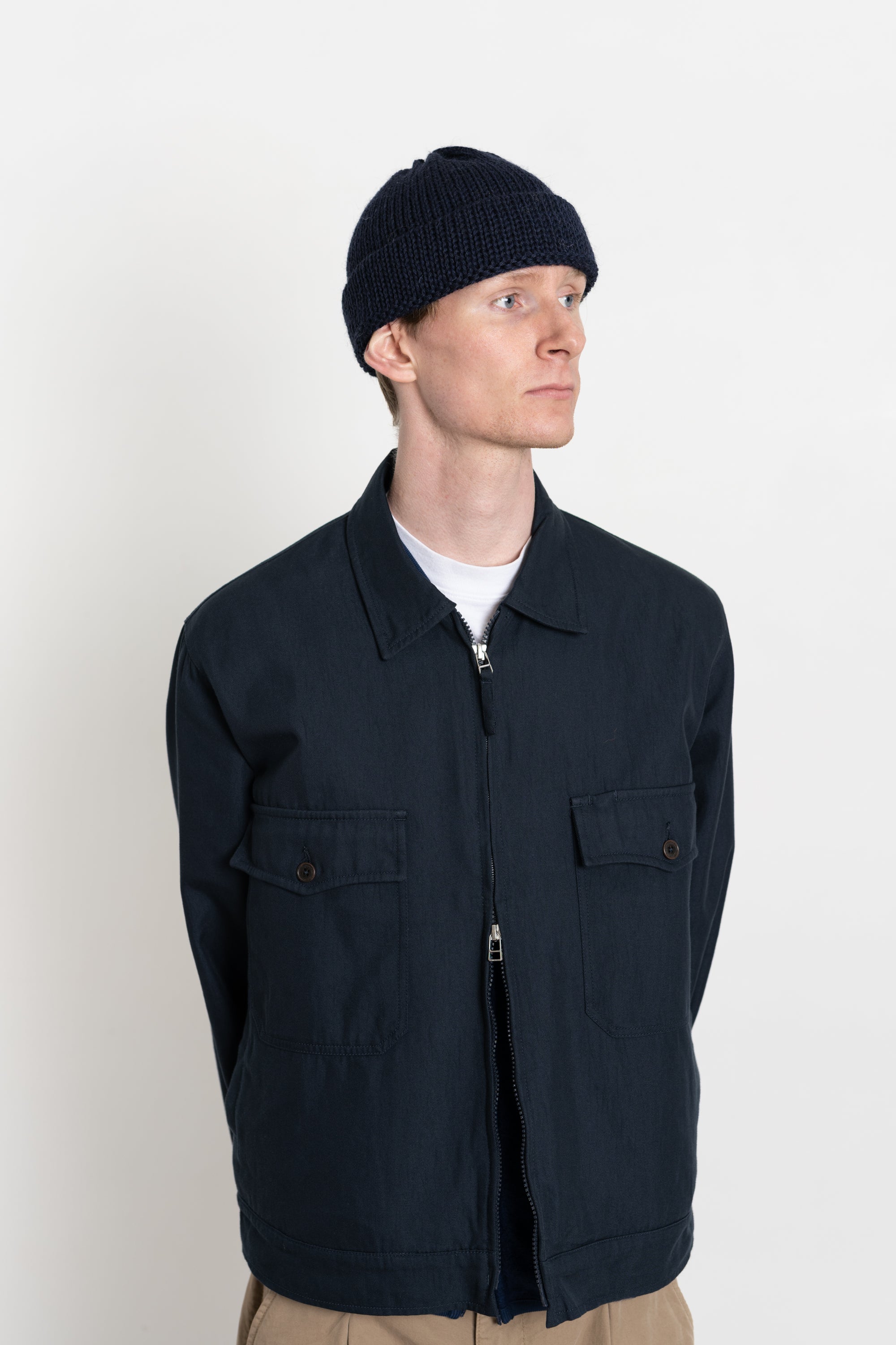 Short Watch Cap British Wool Navy