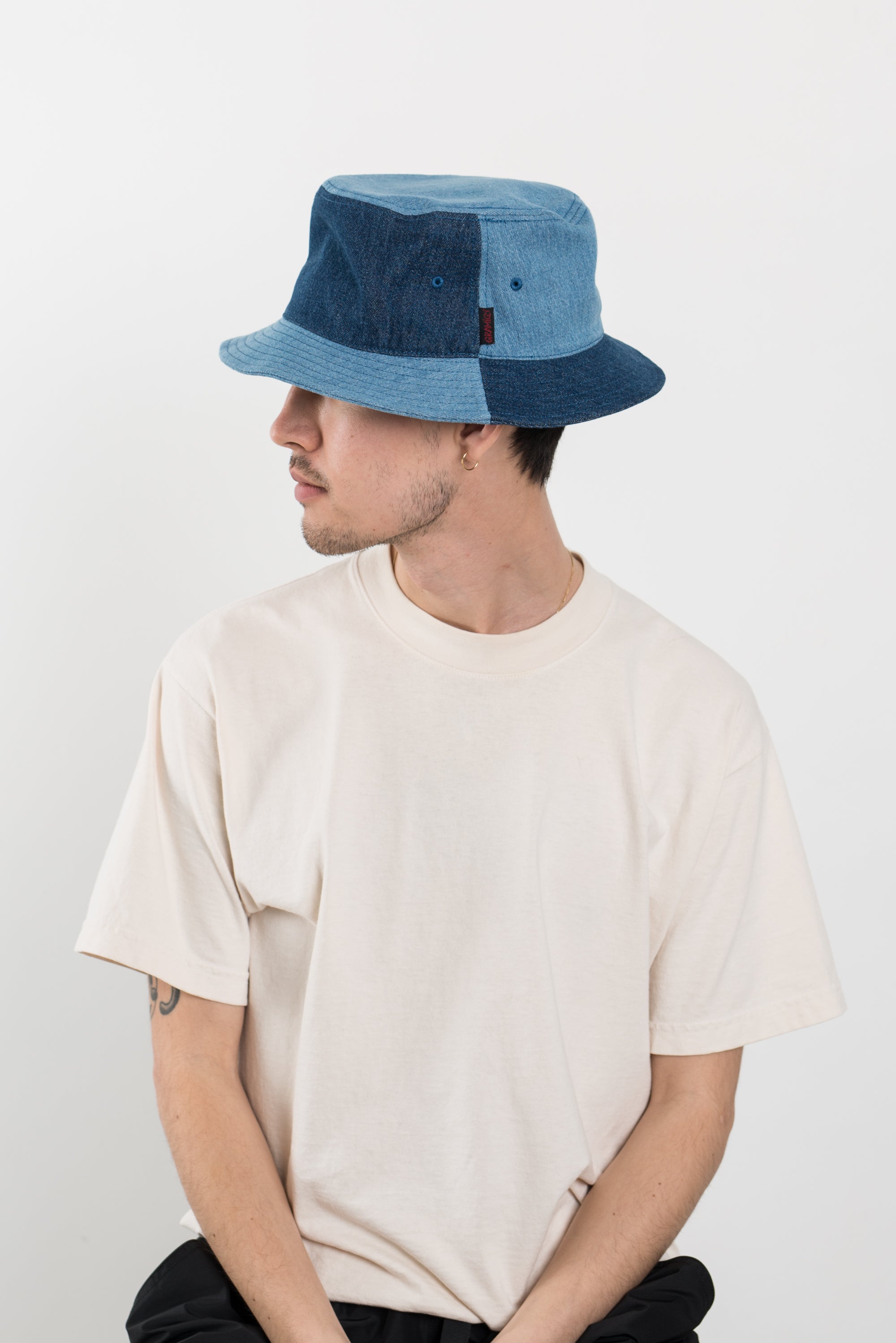 Denim Bucket Hat Patch Work