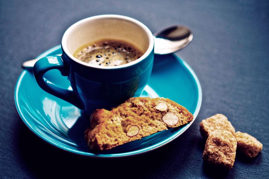 Cup of coffee with biscotti