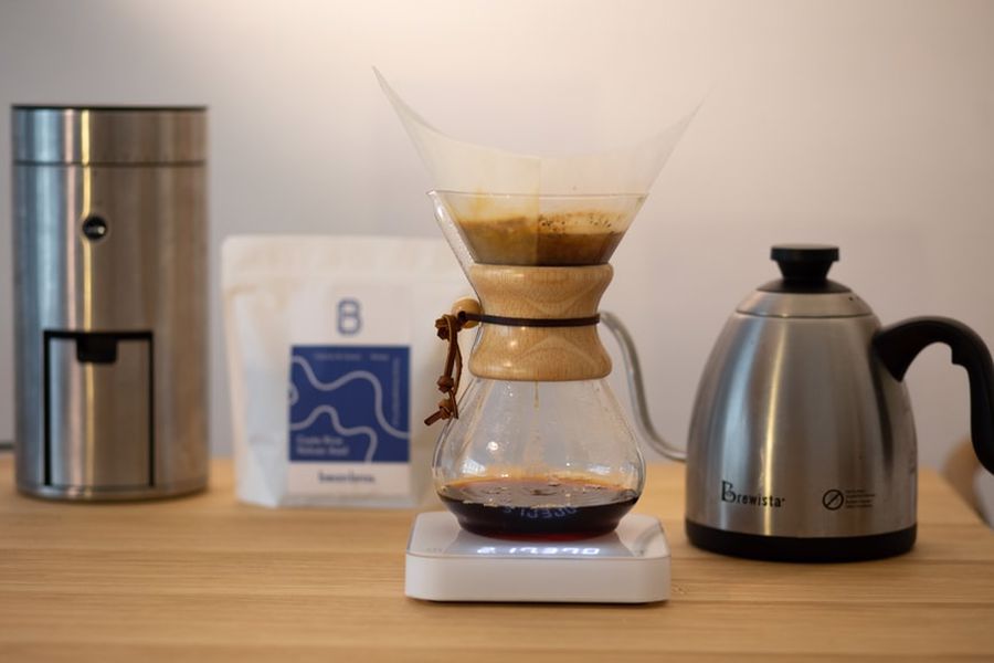 Coffee brewed from a pour over method