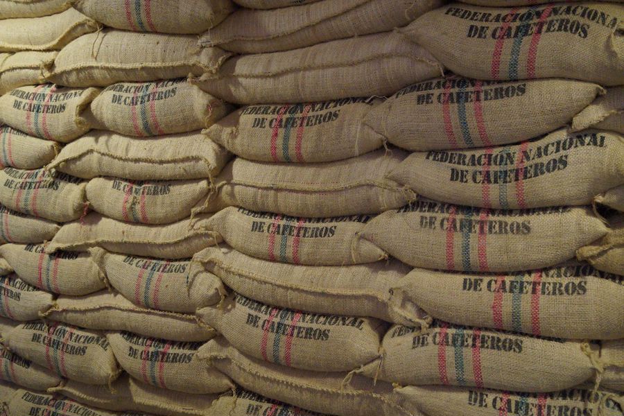 Sacks of Colombian coffee beans